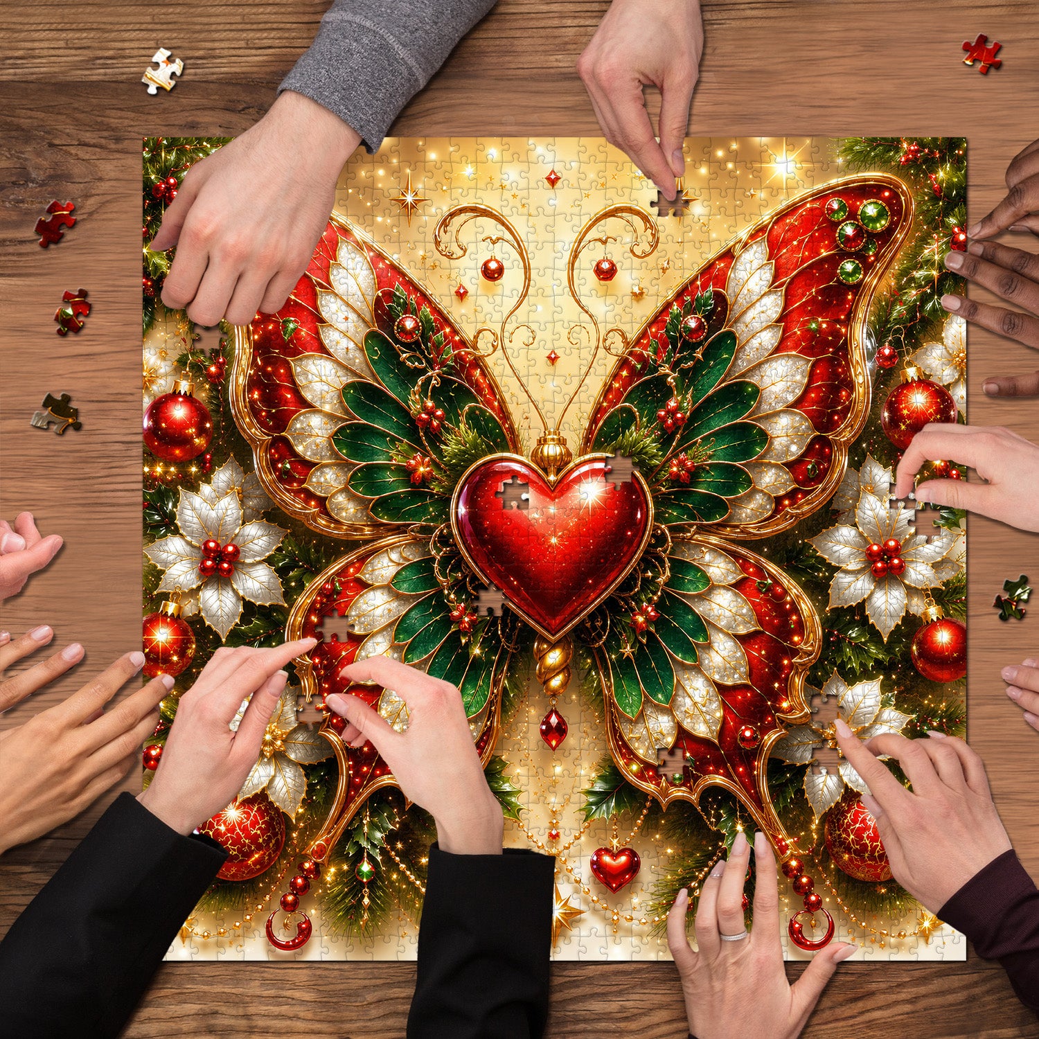 Weihnachts-Schmetterlings-Herz-Puzzle, 1000 Teile