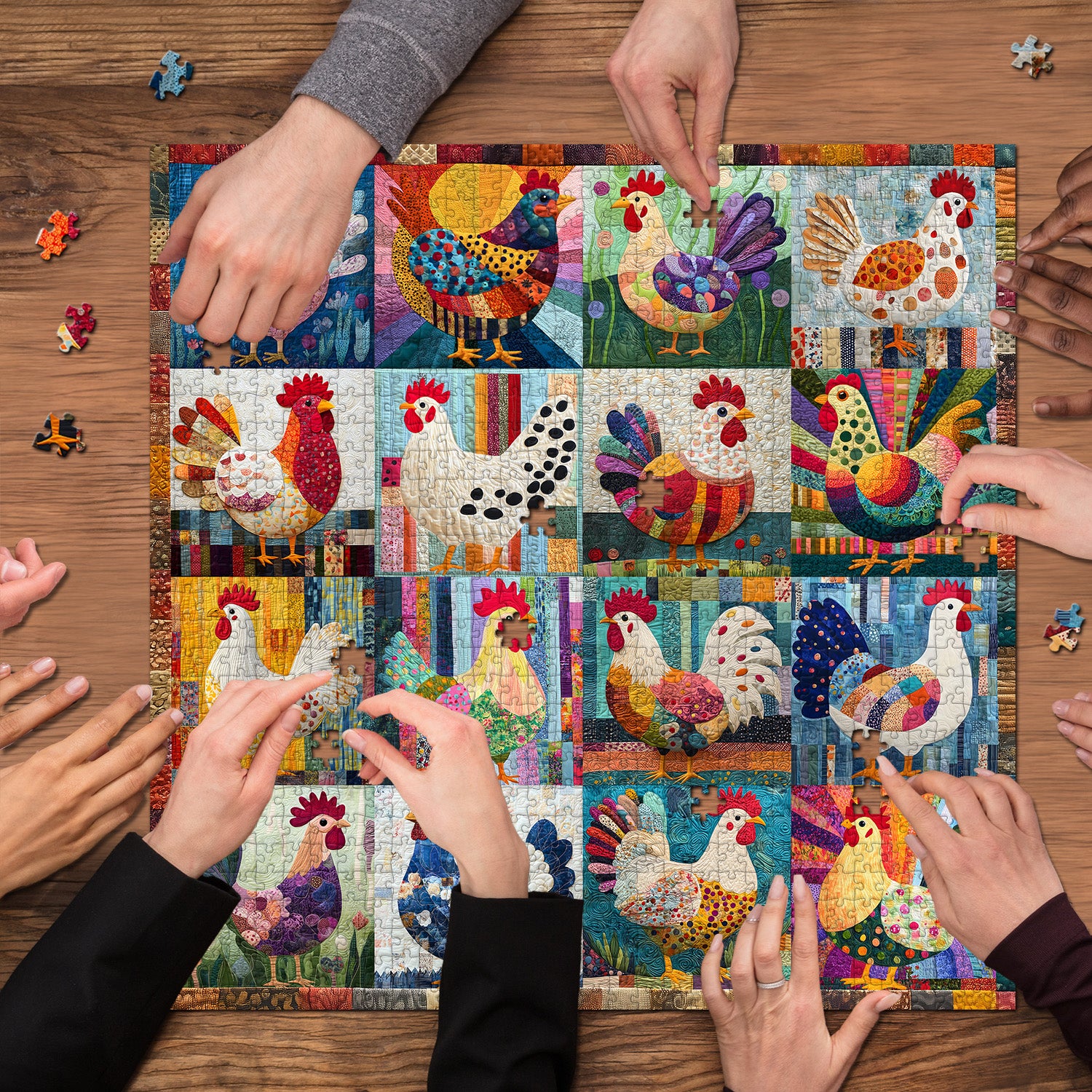 Patchwork-Hühner-Puzzle, 1000 Teile