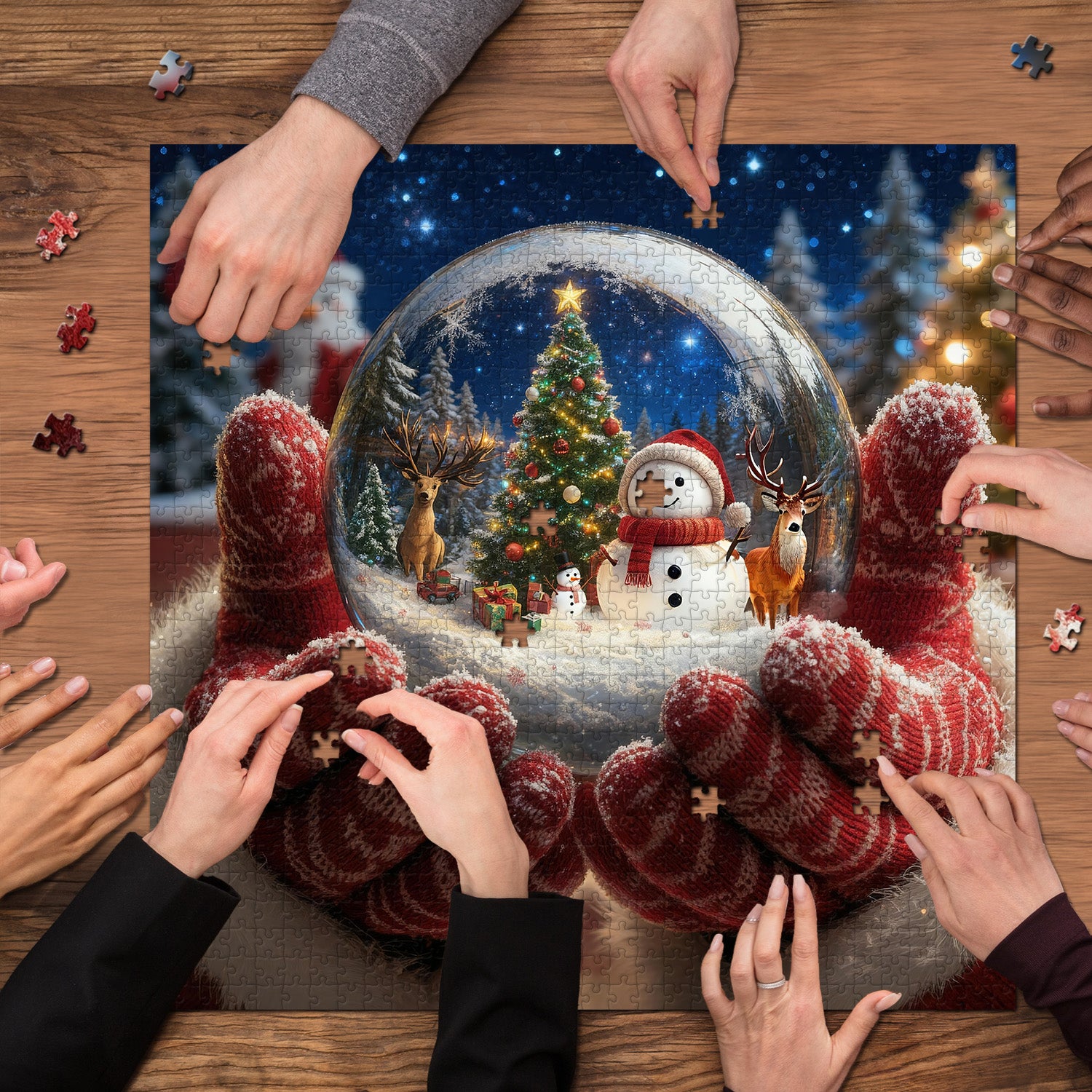 Winterliche Schneeballszene Puzzle 1000 Teile