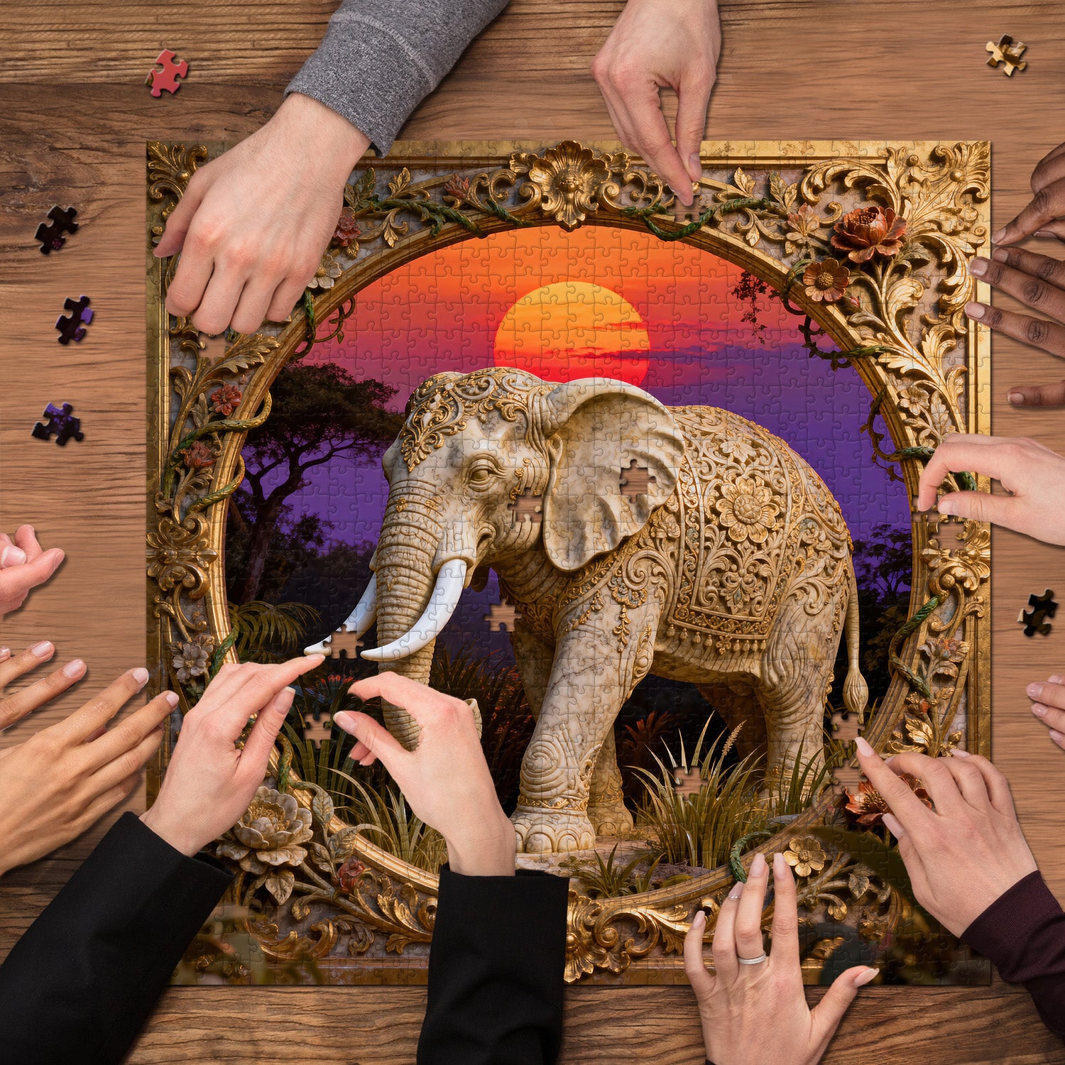 Sunset Serenity Carving Jigsaw Puzzle 1000 Pieces