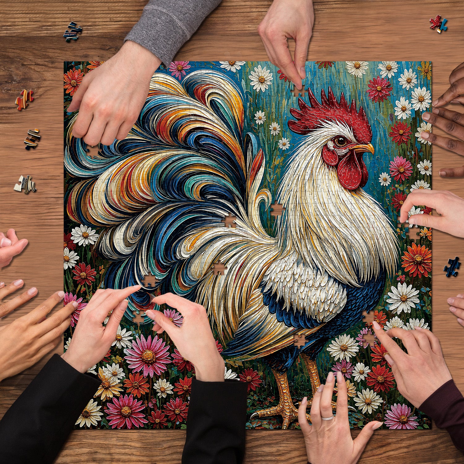 Colorful Rooster Jigsaw Puzzle 1000 Pieces