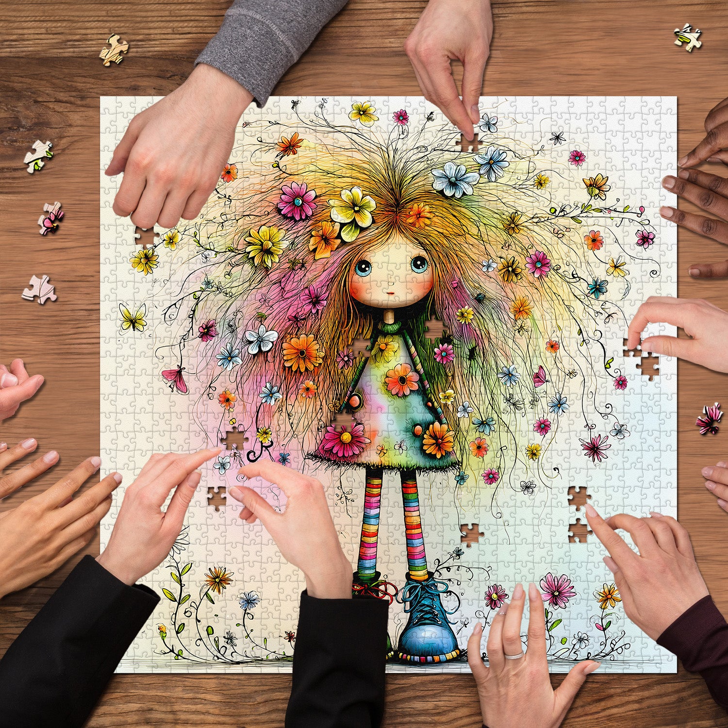 Blumenhaarpuppen-Puzzle 1000 Teile