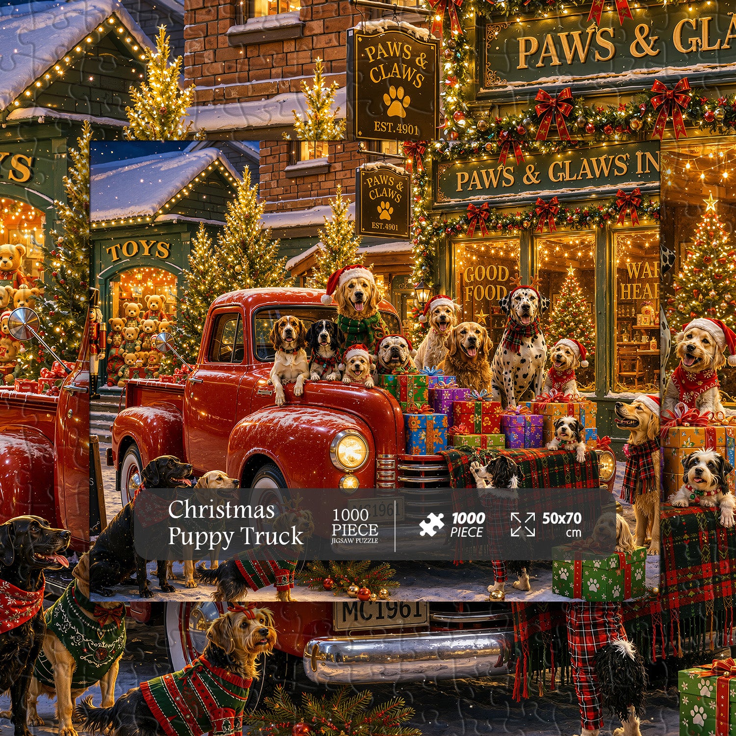 Weihnachtswelpen-LKW-Puzzle 1000 Teile