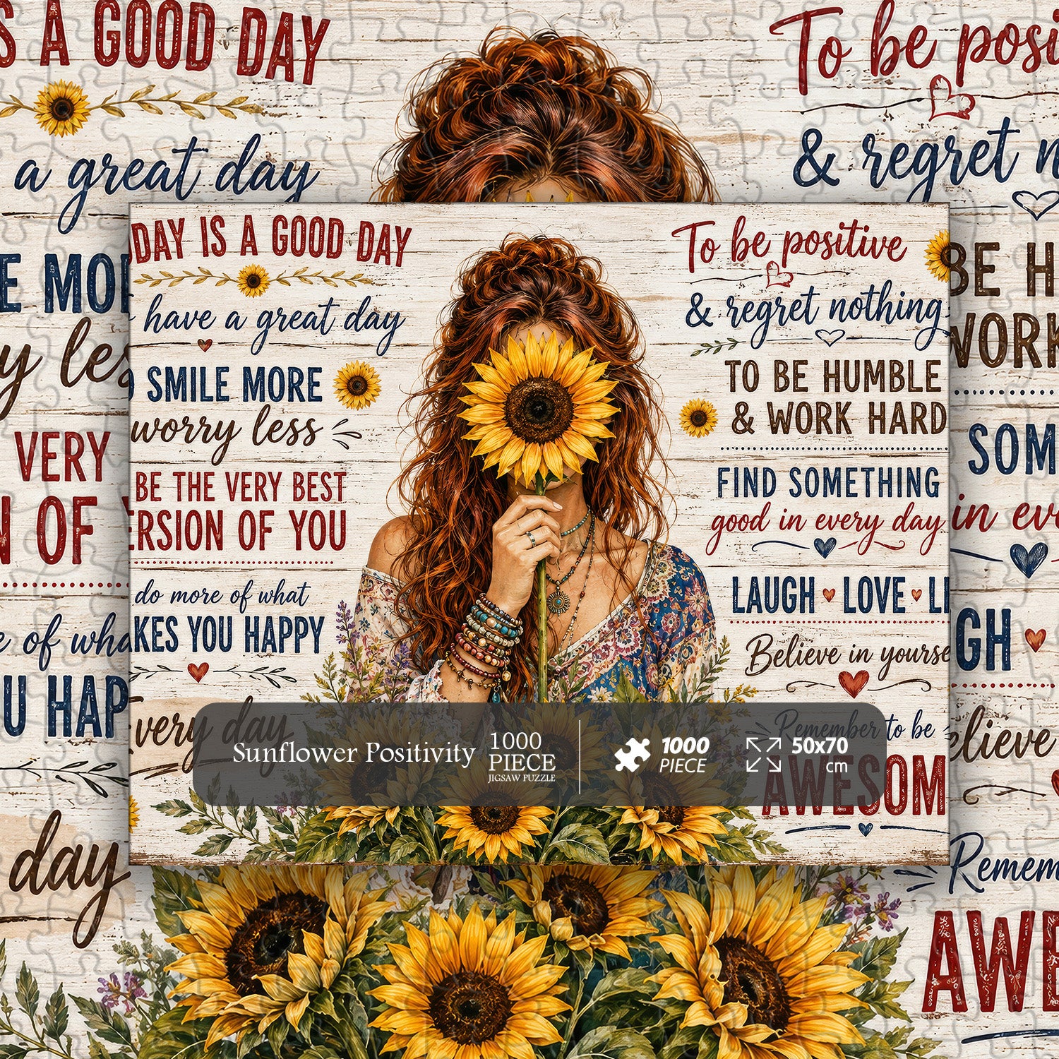 Sunflower Positivity Jigsaw Puzzle 1000 Pieces