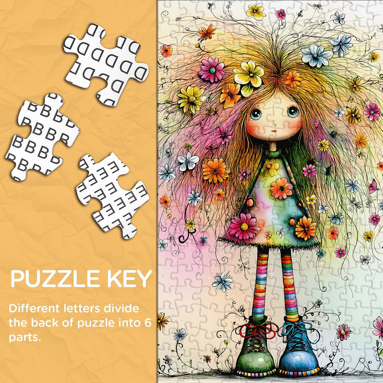 Blumenhaarpuppen-Puzzle 1000 Teile
