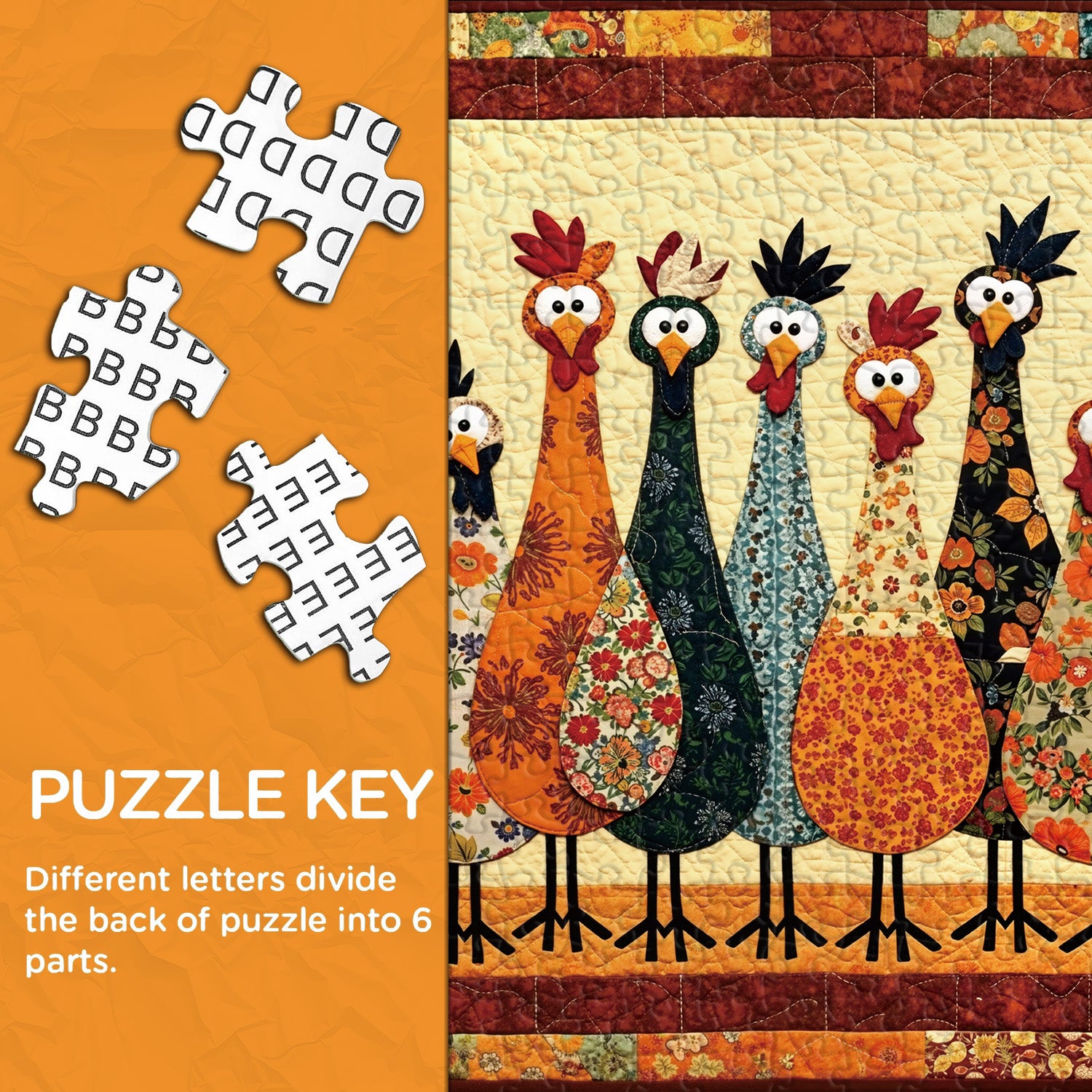 Fabric Chickens Jigsaw Puzzle 1000 Pieces
