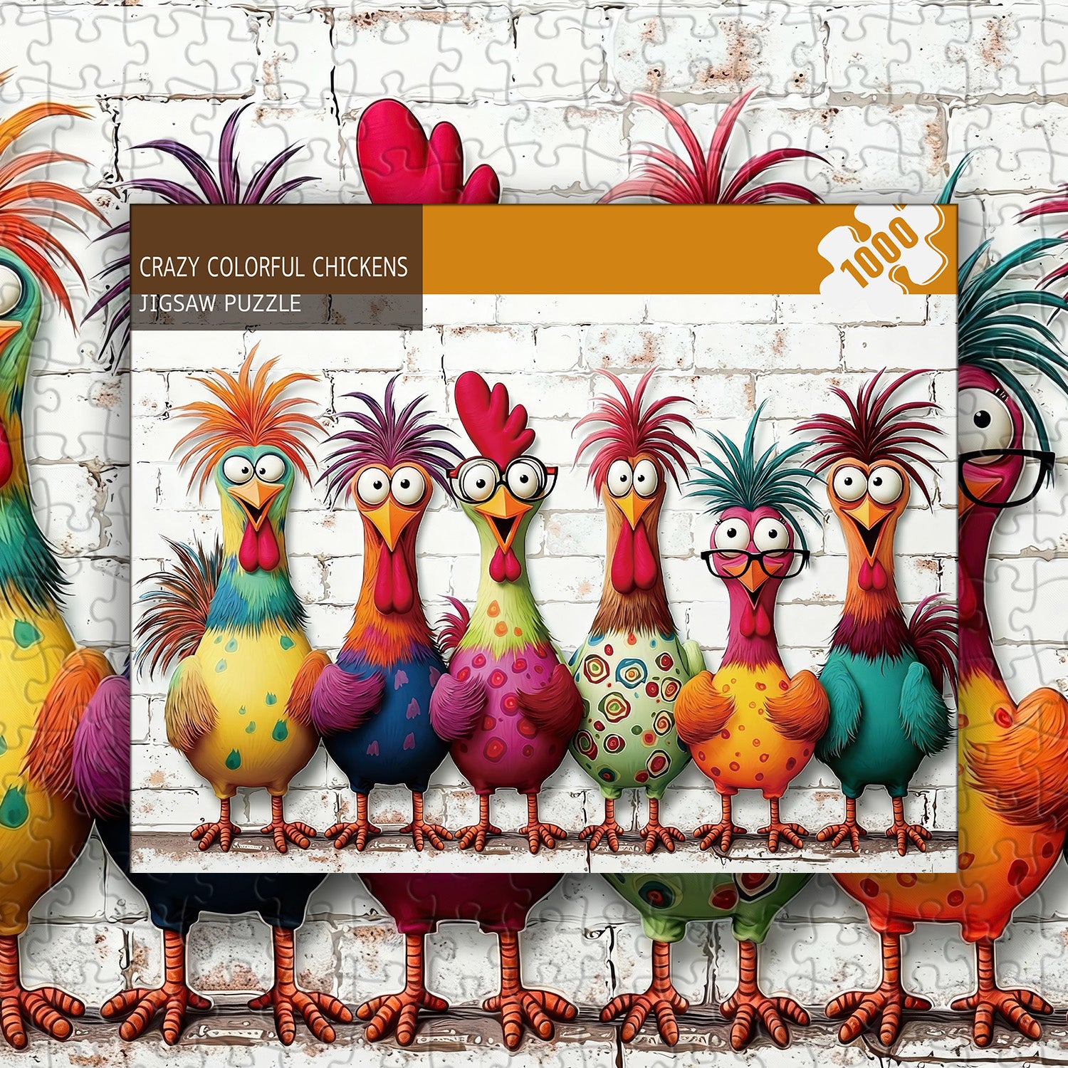 Verrückte bunte Hühner Puzzle 1000 Teile