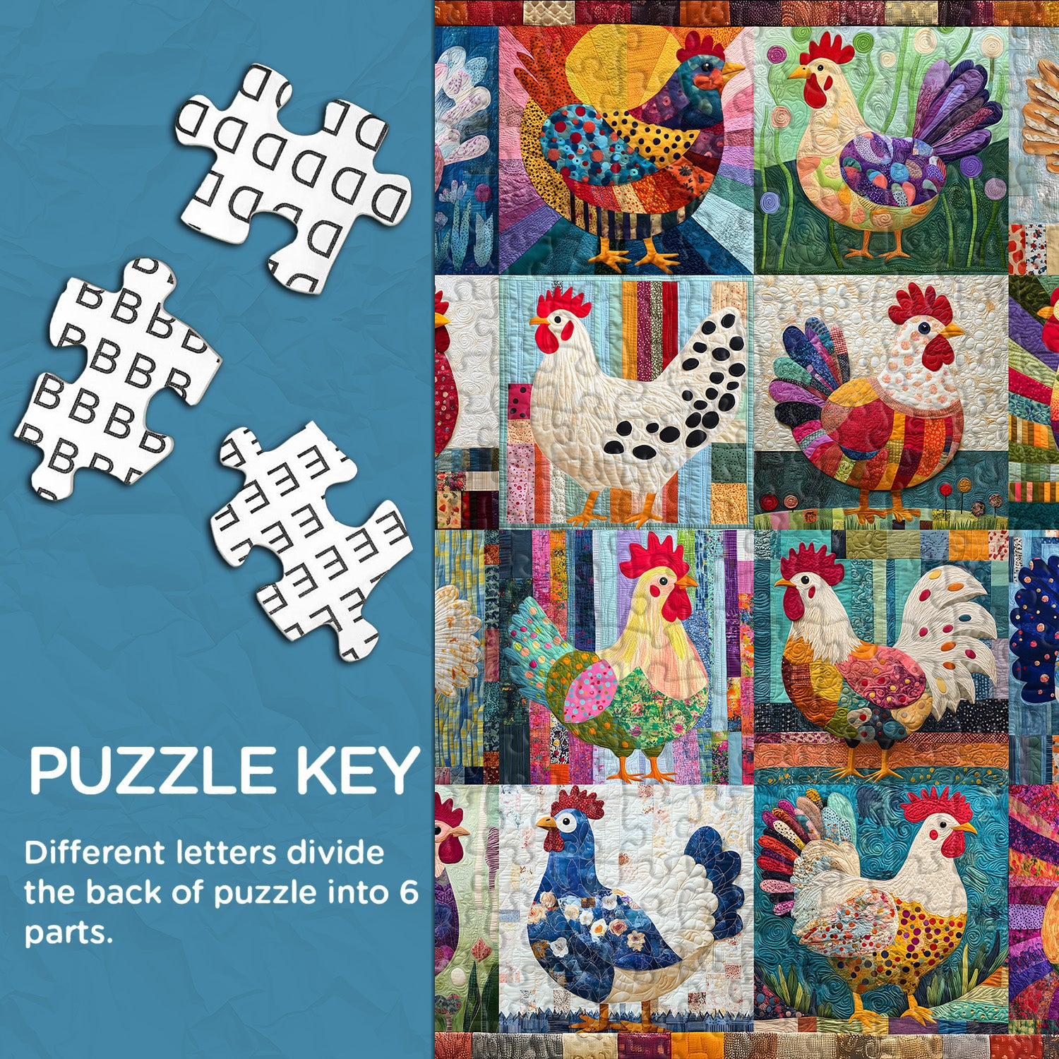 Patchwork-Hühner-Puzzle, 1000 Teile
