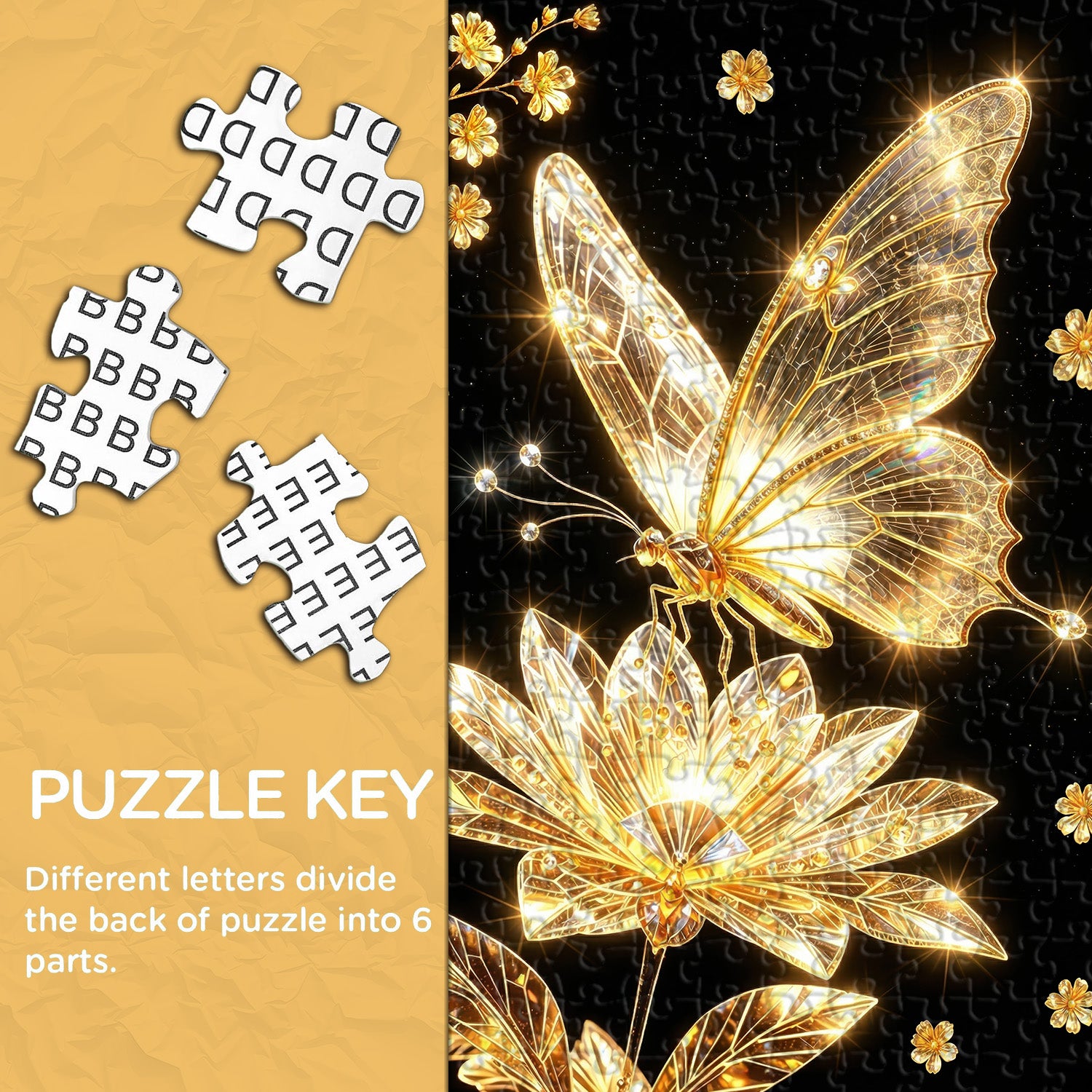 Golden Crystal Butterfly Jigsaw Puzzle 1000 Pieces