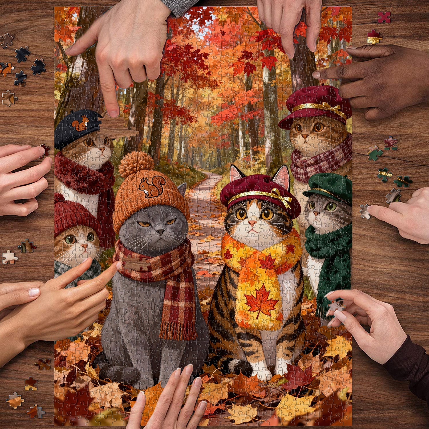 Cute Cat Autumn Puzzle 1000 Pieces