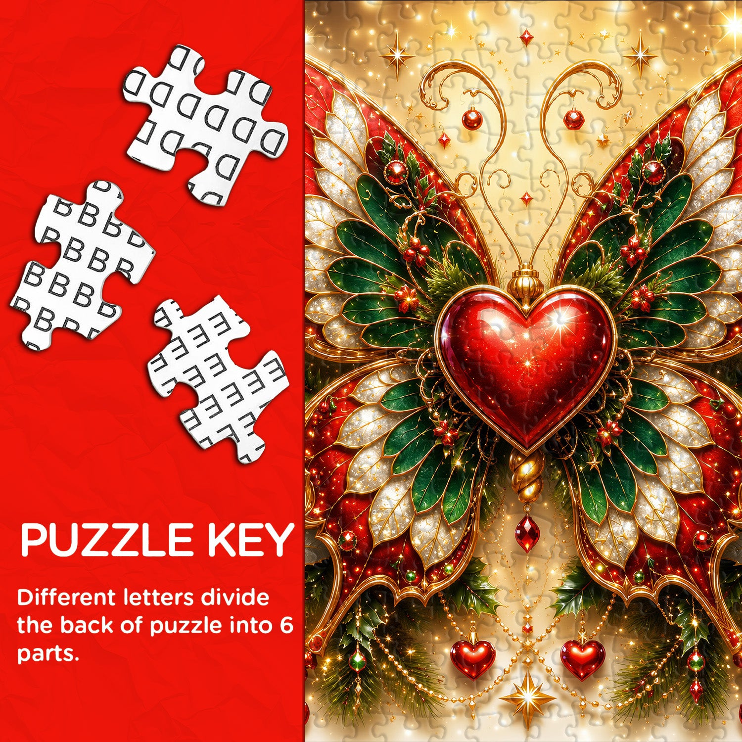 Weihnachts-Schmetterlings-Herz-Puzzle, 1000 Teile