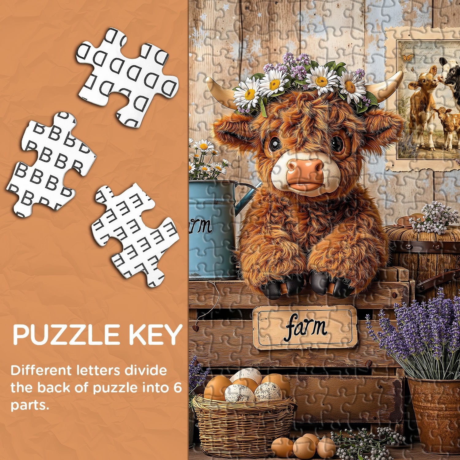 Highland Cow in Farm Jigsaw Puzzle 1000 Pieces