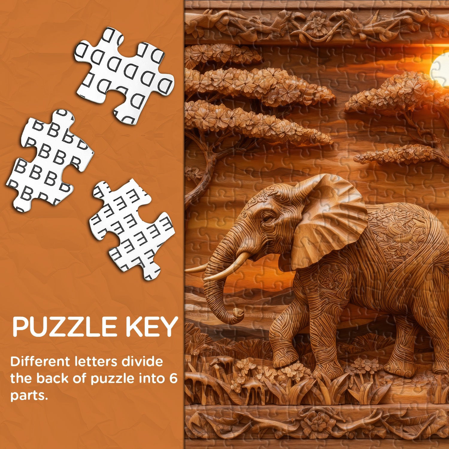 Wooden Elephant Sculpture Jigsaw Puzzle 1000 Pieces
