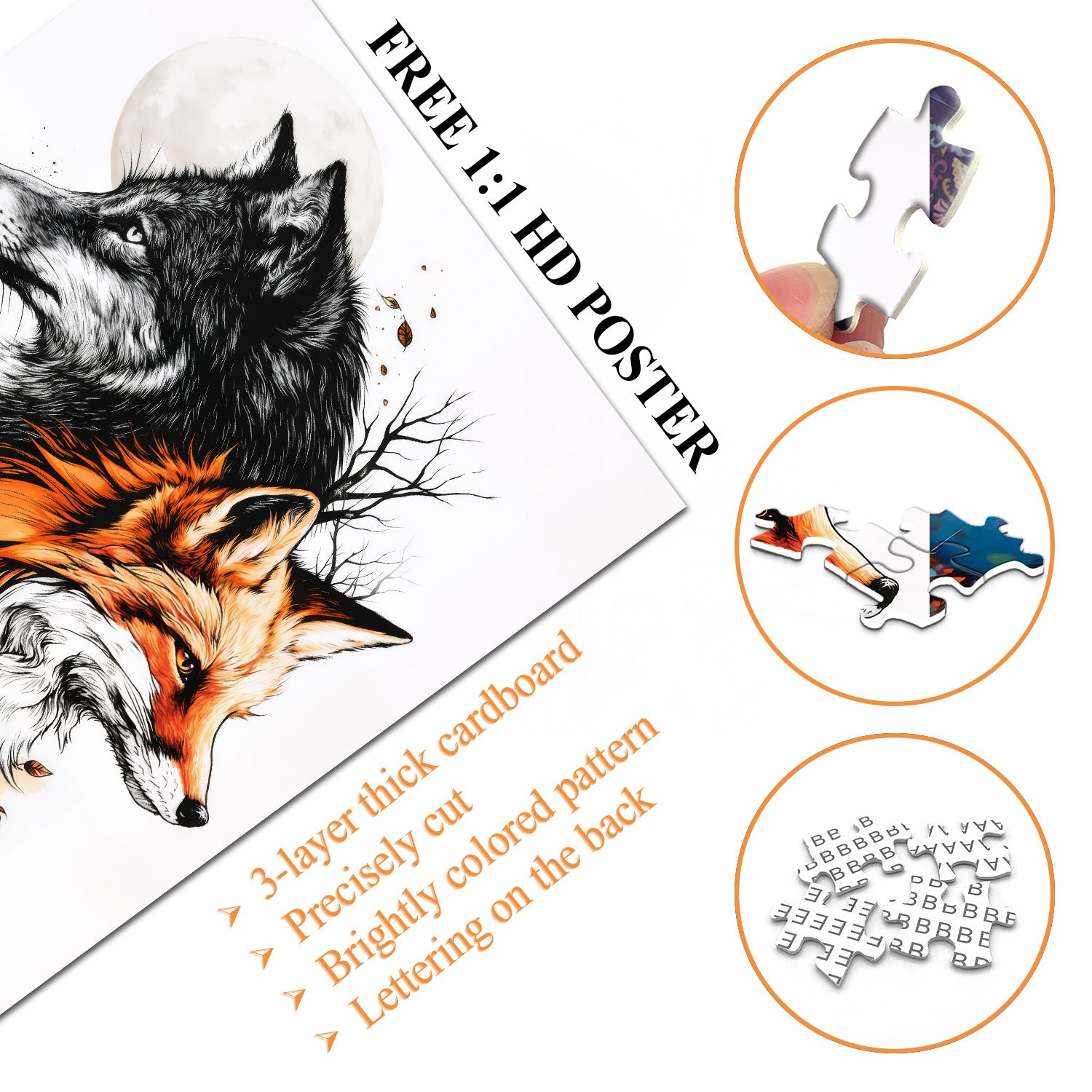 Wolf Fox Art Jigsaw Puzzle 1000 Pieces