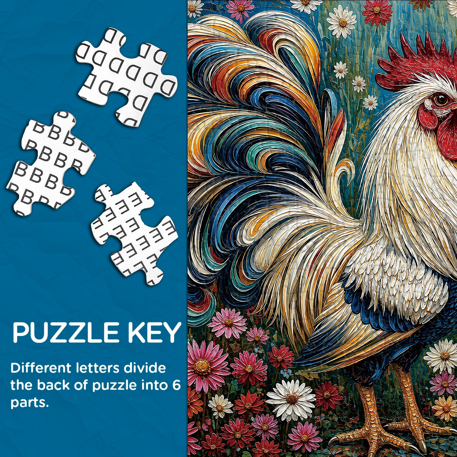 Colorful Rooster Jigsaw Puzzle 1000 Pieces
