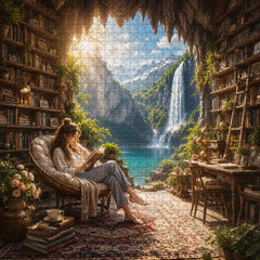 Mountain Waterfall Library Jigsaw Puzzle 1000 Pieces
