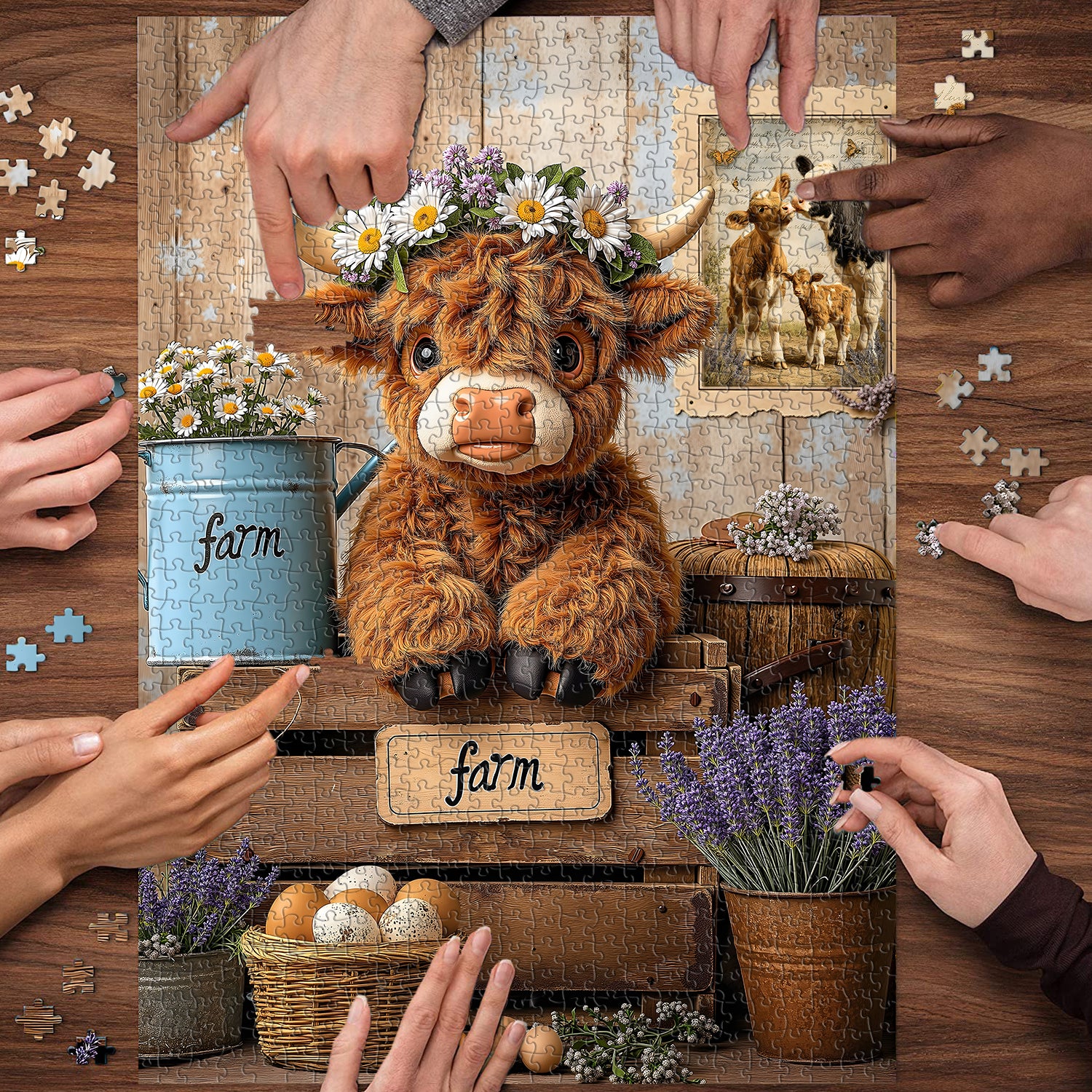 Highland Cow in Farm Jigsaw Puzzle 1000 Pieces