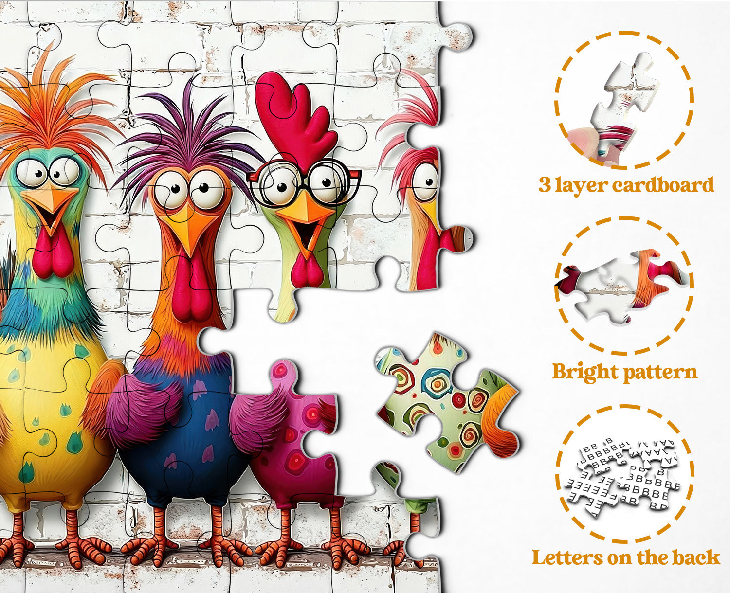 Verrückte bunte Hühner Puzzle 1000 Teile