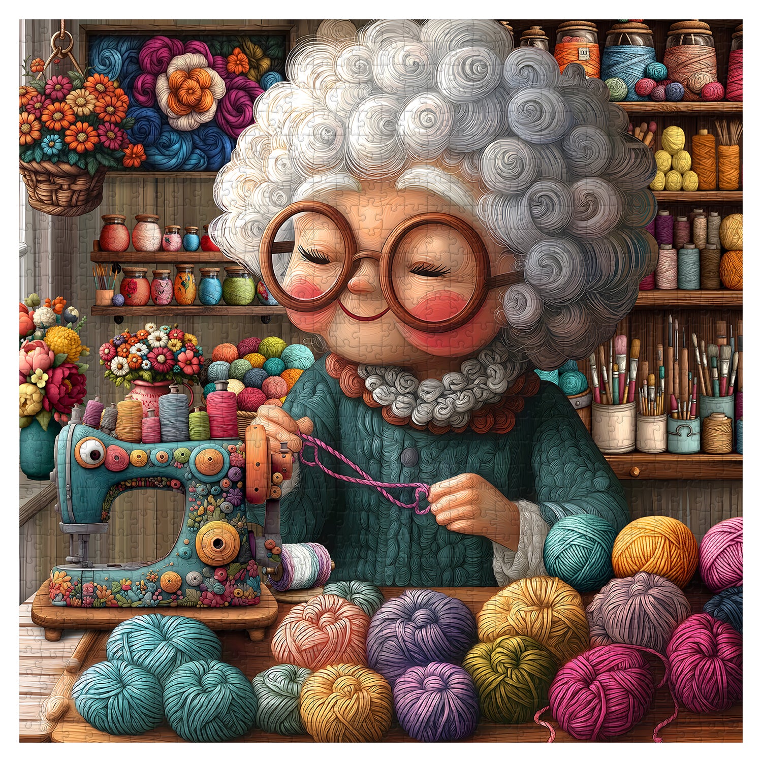 Grandma’s Knitting World Jigsaw Puzzle 1000 Pieces
