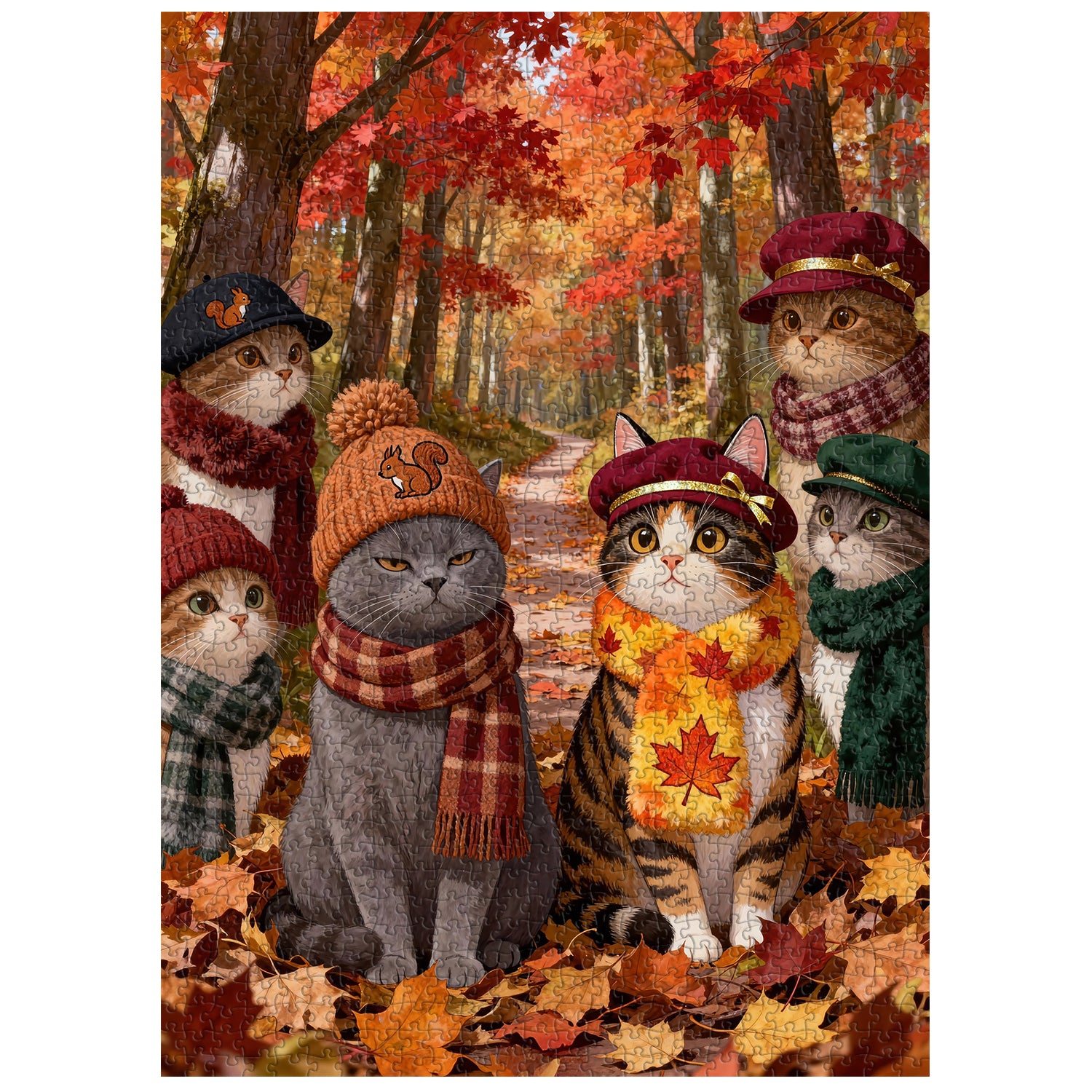 Cute Cat Autumn Puzzle 1000 Pieces