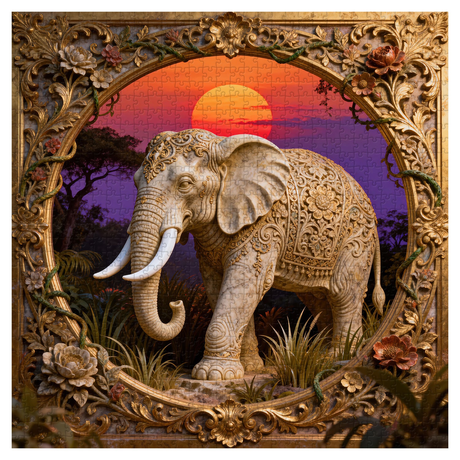 Sunset Serenity Carving Jigsaw Puzzle 1000 Pieces