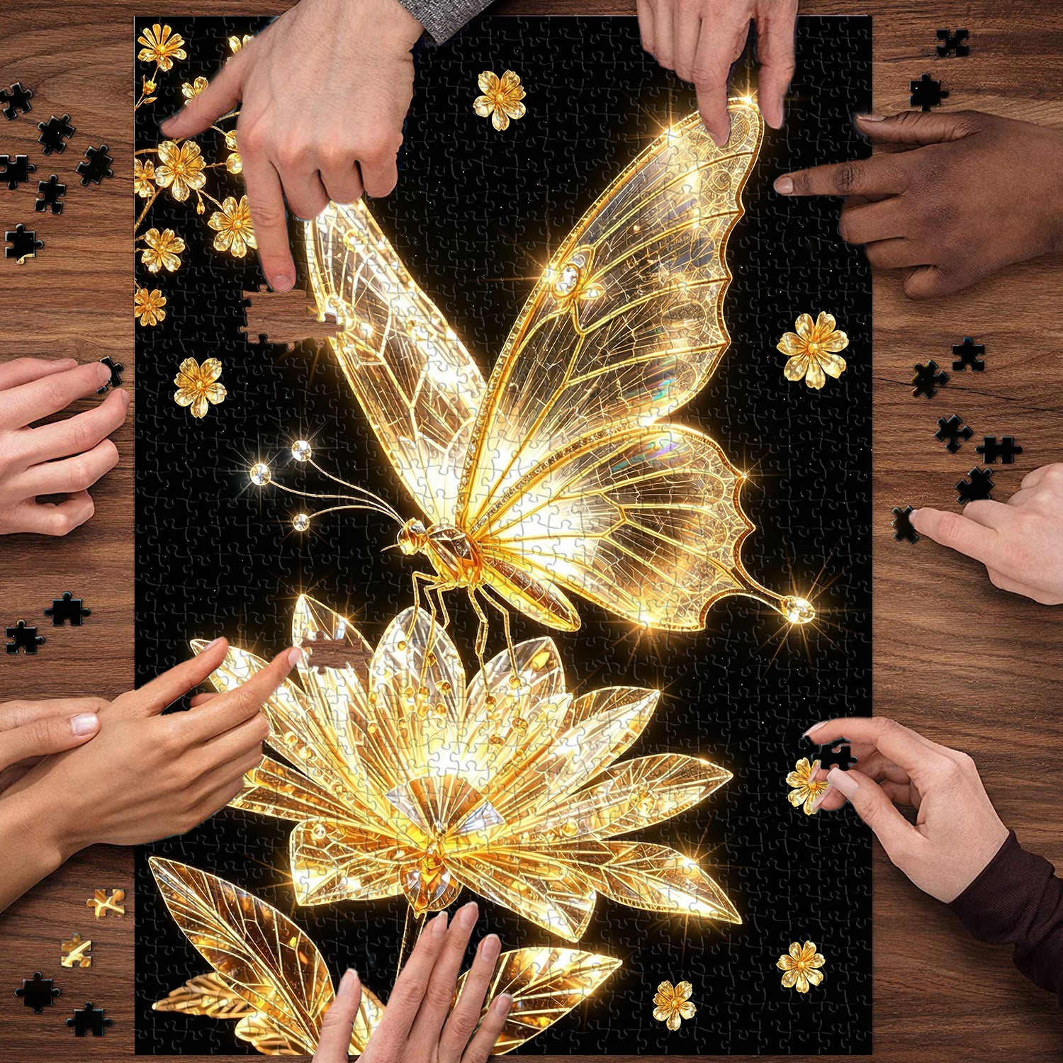 Golden Crystal Butterfly Jigsaw Puzzle 1000 Pieces