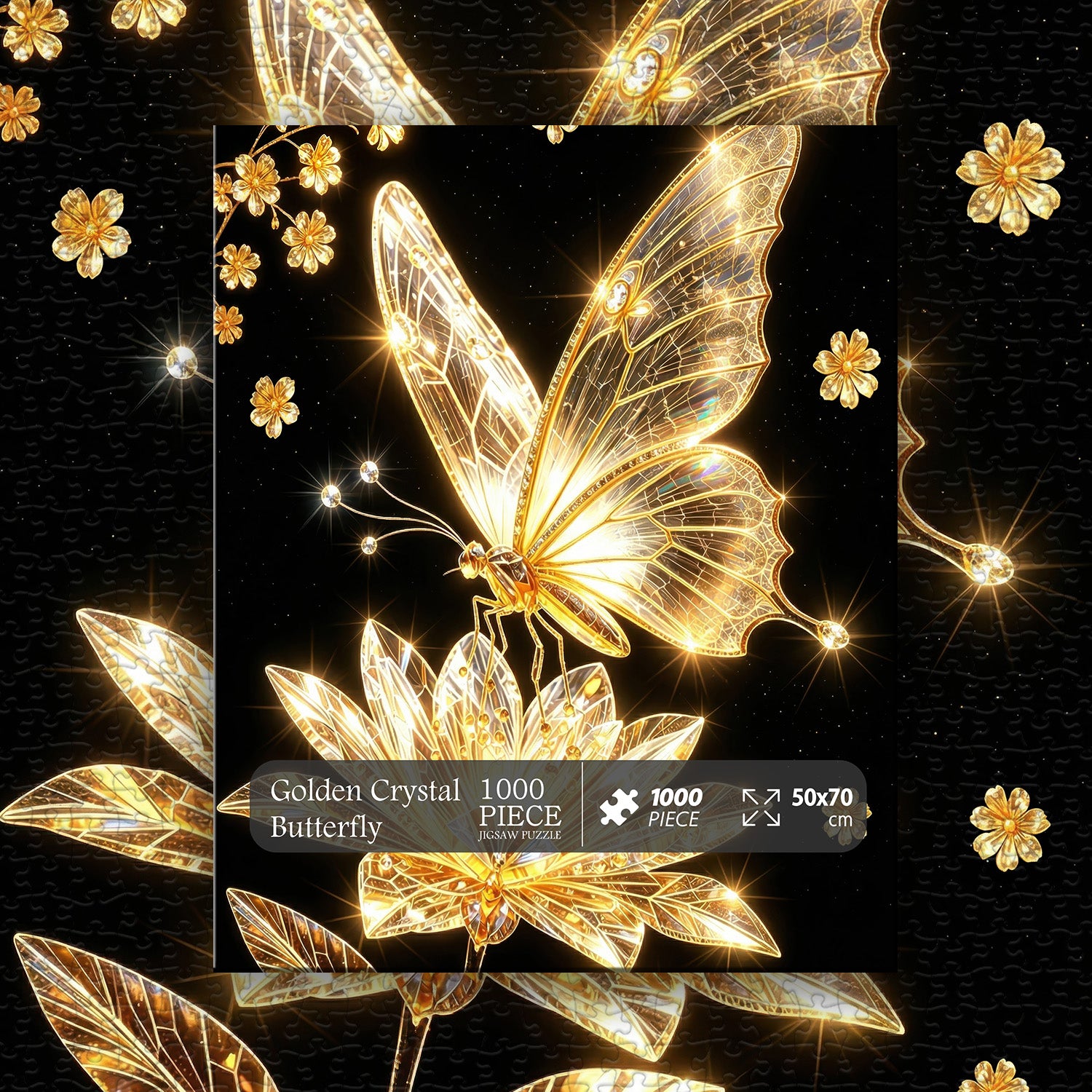 Golden Crystal Butterfly Jigsaw Puzzle 1000 Pieces