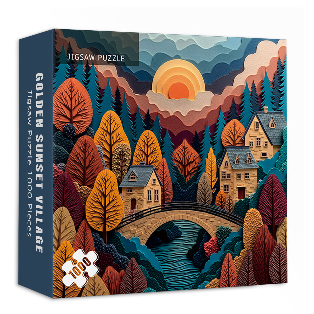 Golden Sunset Village Puzzle 1000 Teile