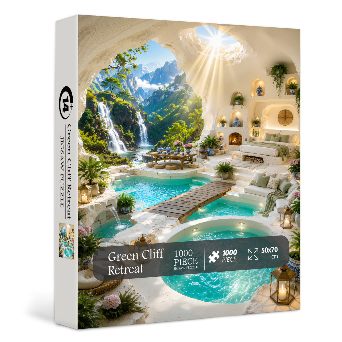 Green Cliff Retreat Jigsaw Puzzle 1000 Pieces
