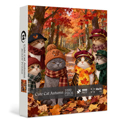 Cute Cat Autumn Puzzle 1000 Pieces