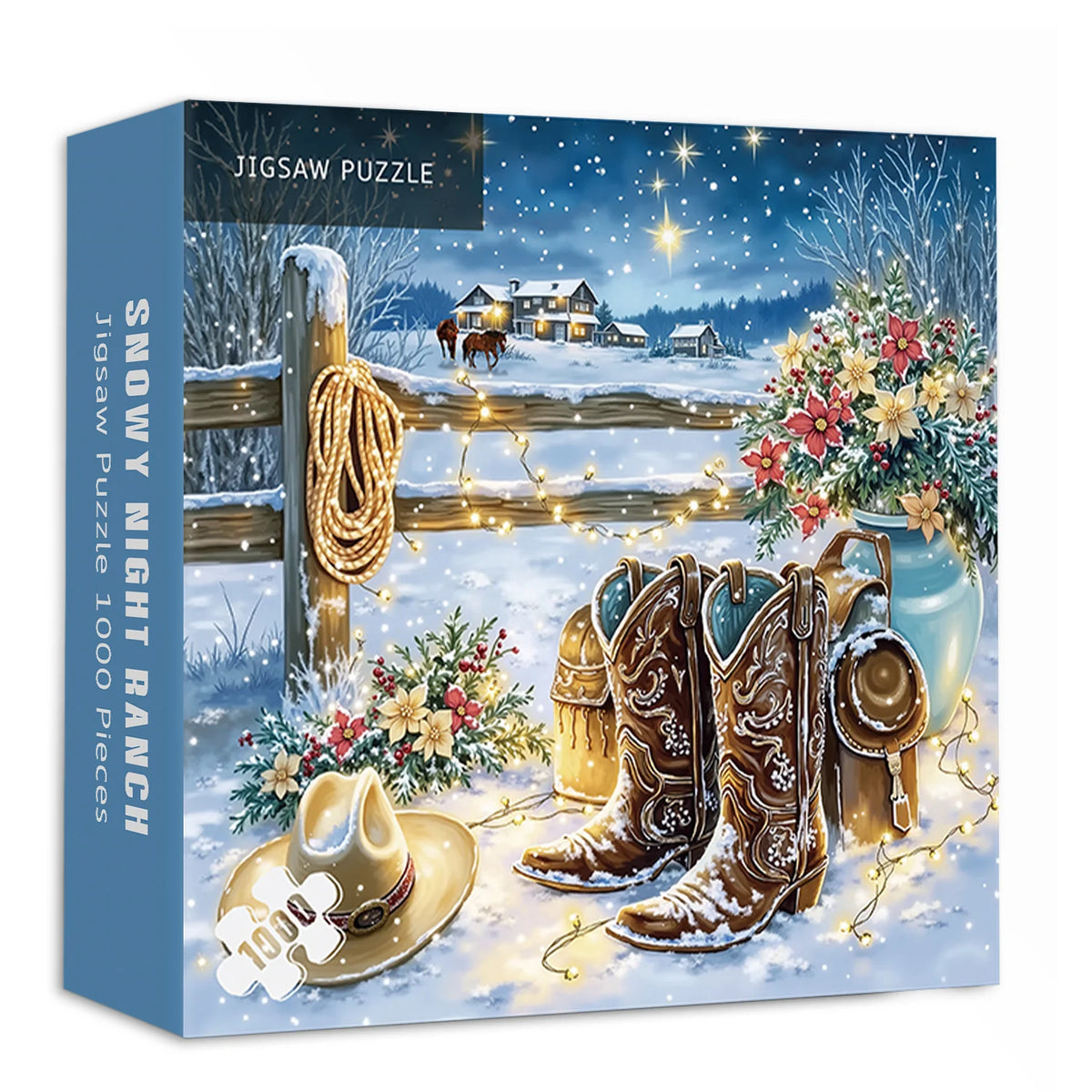 Snowy Night Ranch Puzzle 1000 Teile