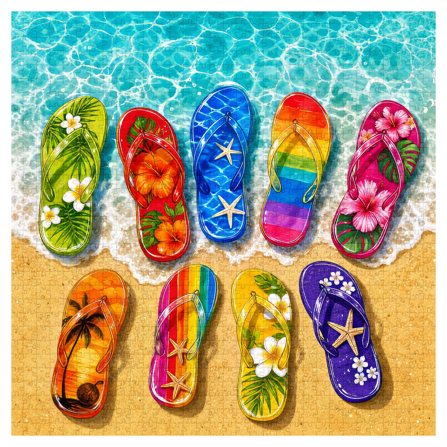 Buntes Sommer-Flip-Flops-Puzzle 1000 Teile