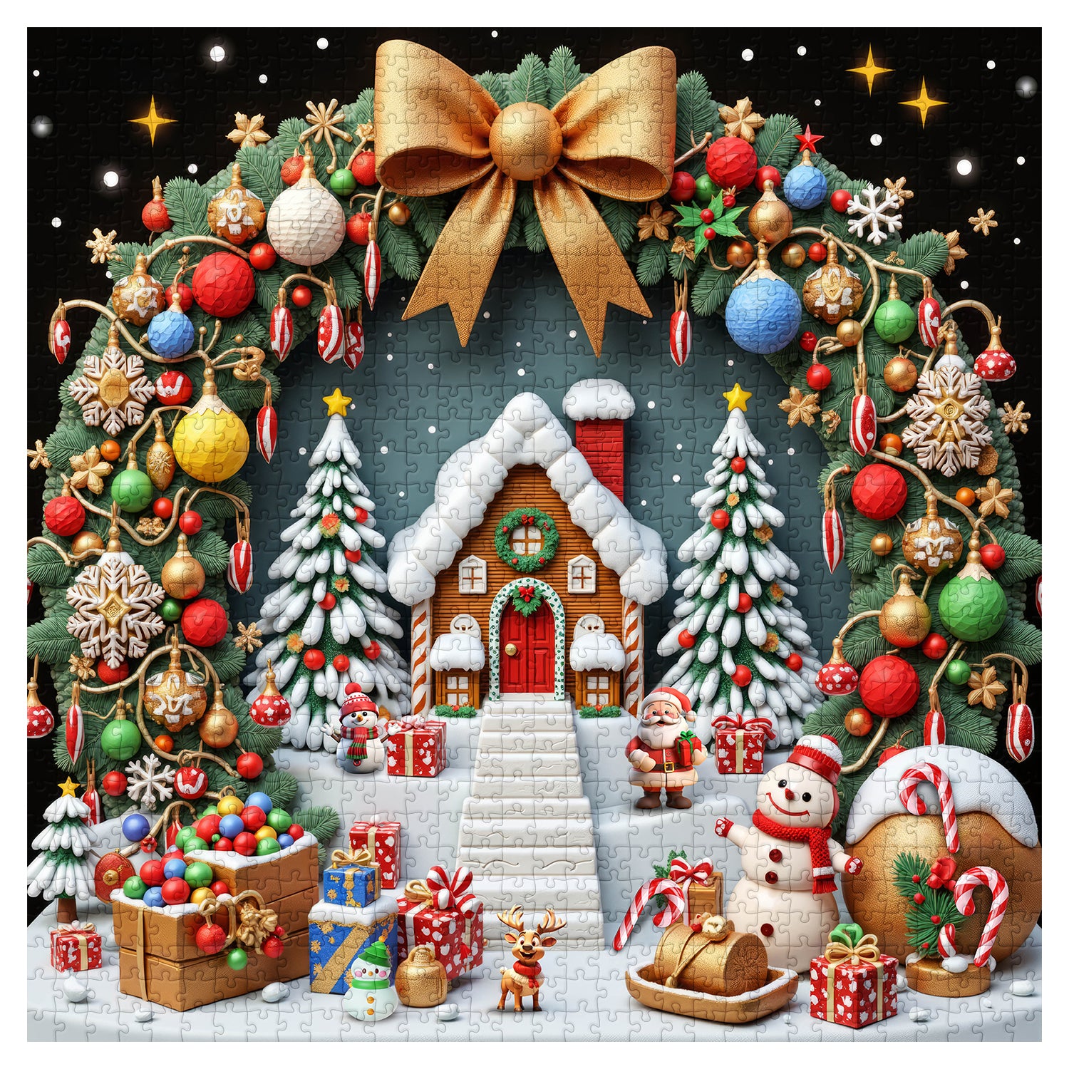 Gingerbread Christmas scene Jigsaw Puzzle 1000 Pieces