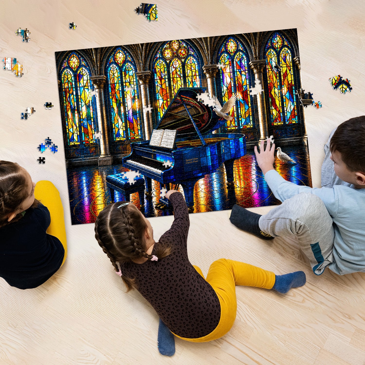 Puzzle „Gotische Kirche und Klavier“, 1000 Teile