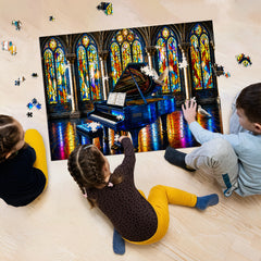 Puzzle „Gotische Kirche und Klavier“, 1000 Teile