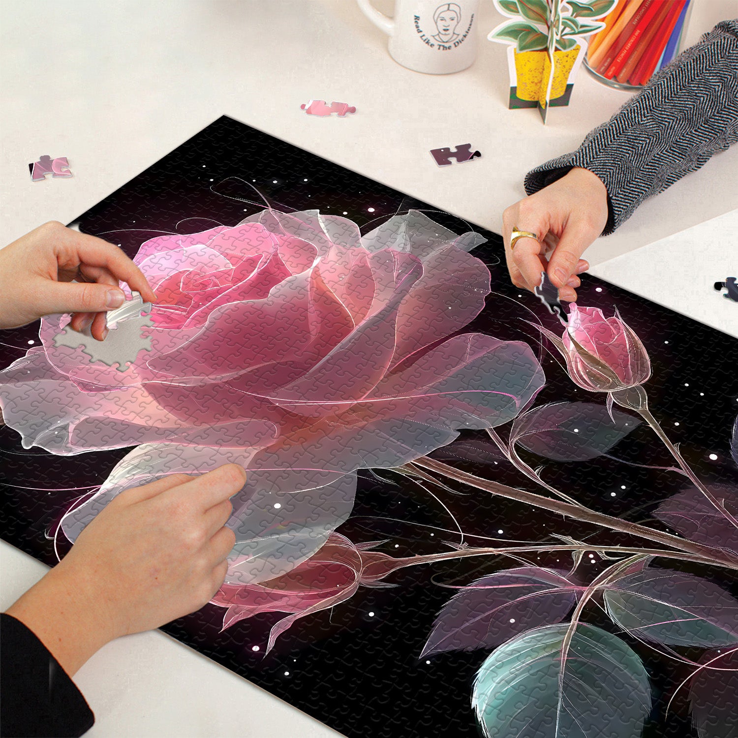 Pink Dream Rose Jigsaw Puzzle 1000 Pieces