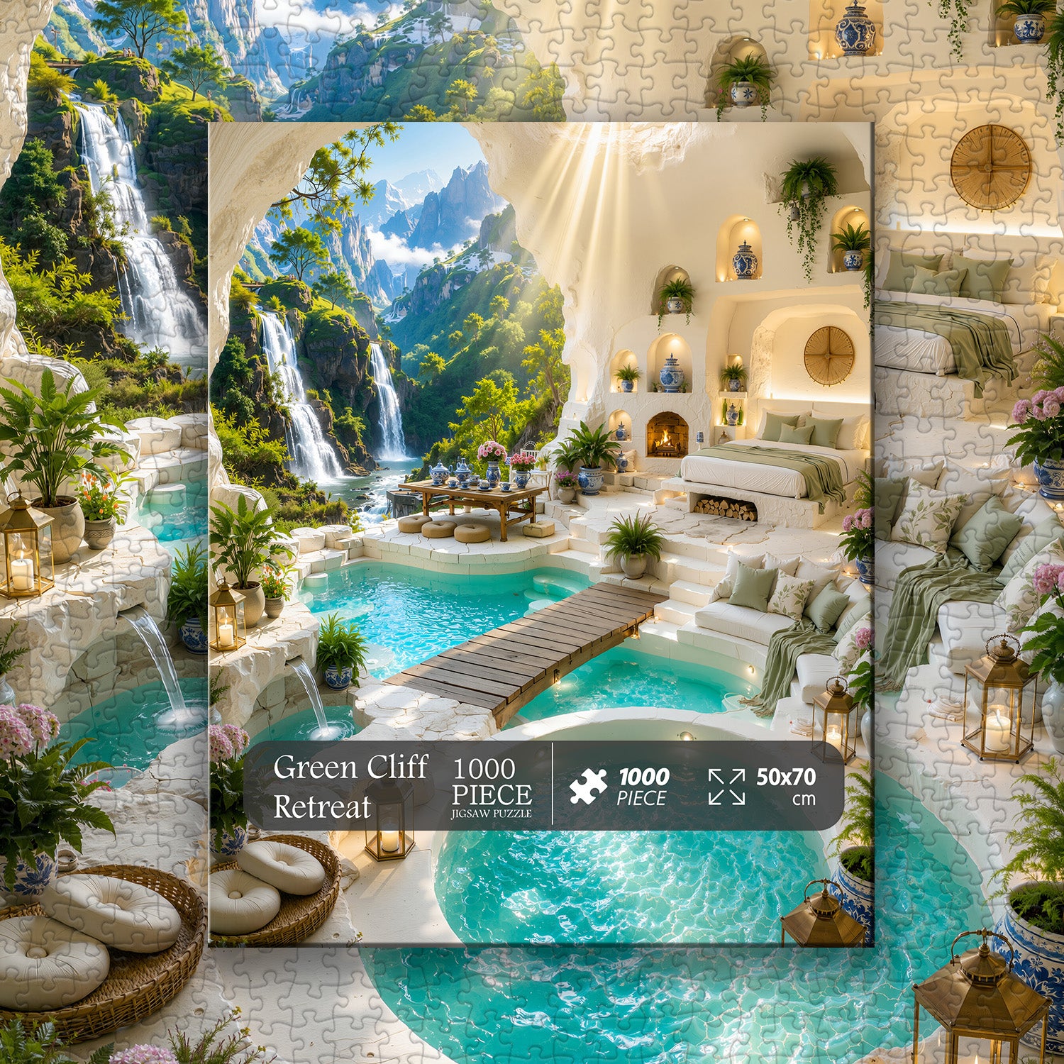 Green Cliff Retreat Jigsaw Puzzle 1000 Pieces