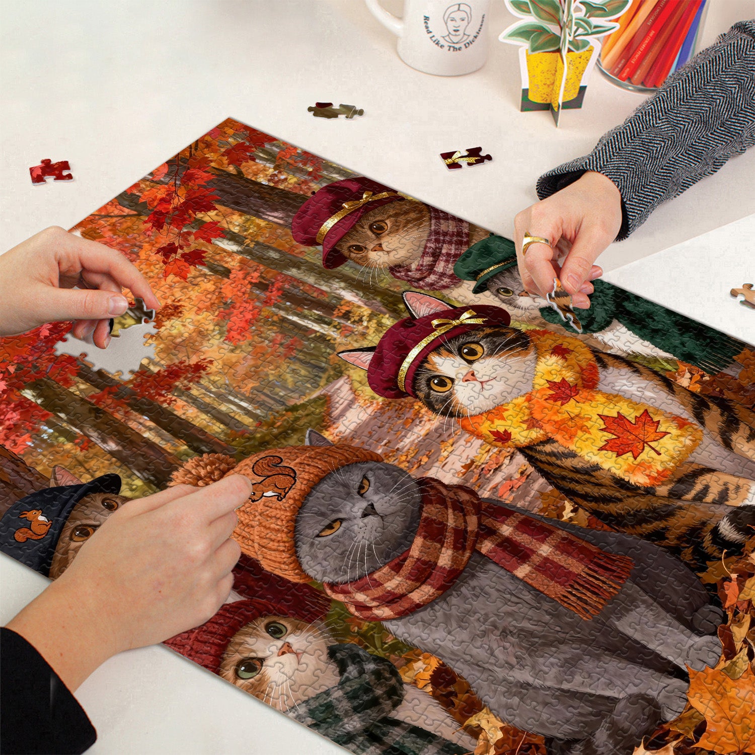 Cute Cat Autumn Puzzle 1000 Pieces