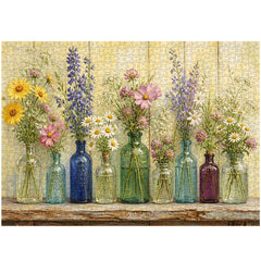 Wildflowers in Bottles Jigsaw Puzzle 1000 Pieces