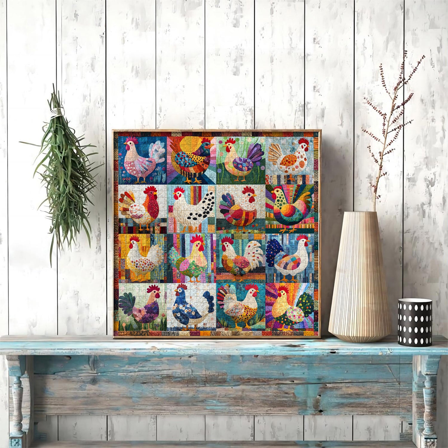 Patchwork-Hühner-Puzzle, 1000 Teile