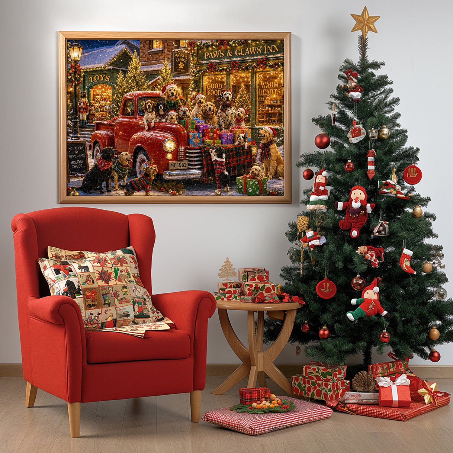 Weihnachtswelpen-LKW-Puzzle 1000 Teile