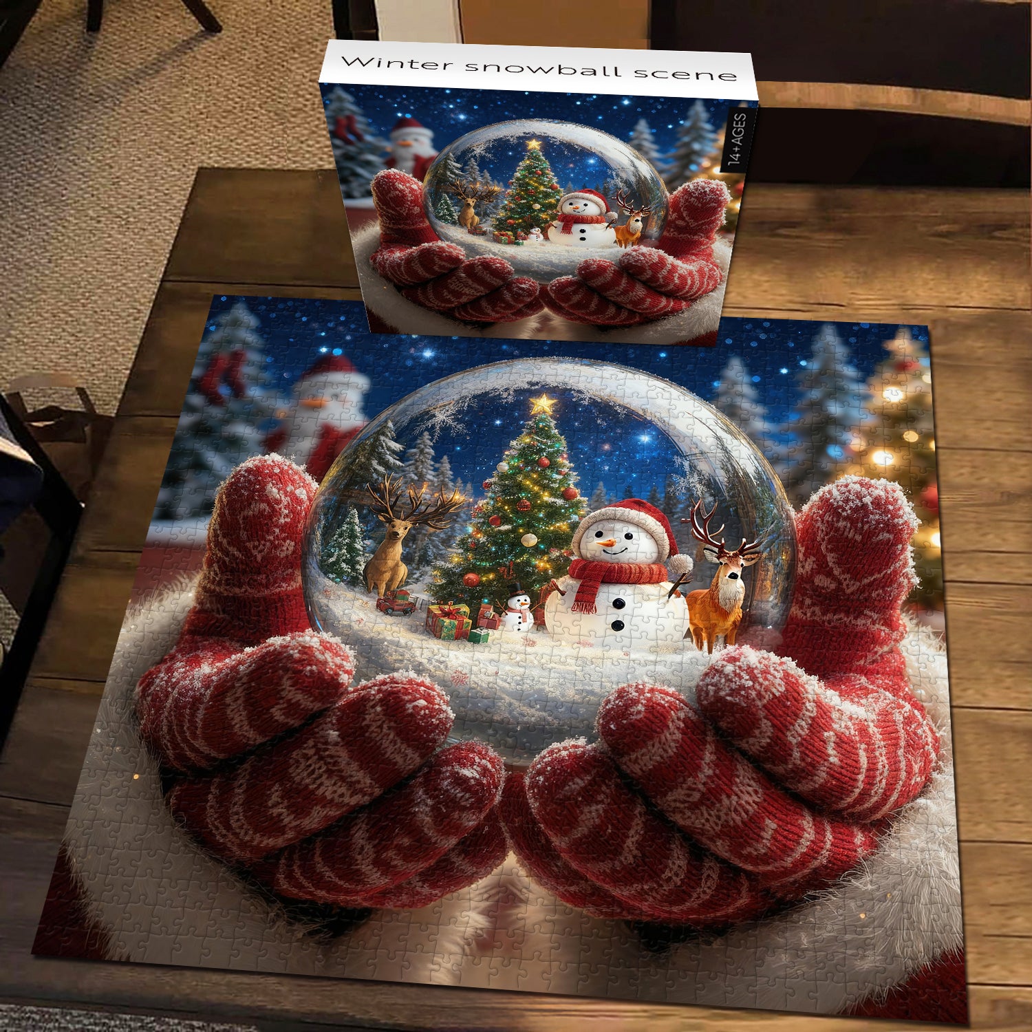 Winterliche Schneeballszene Puzzle 1000 Teile