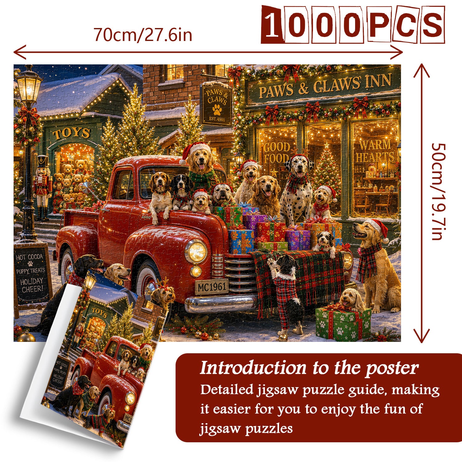 Weihnachtswelpen-LKW-Puzzle 1000 Teile