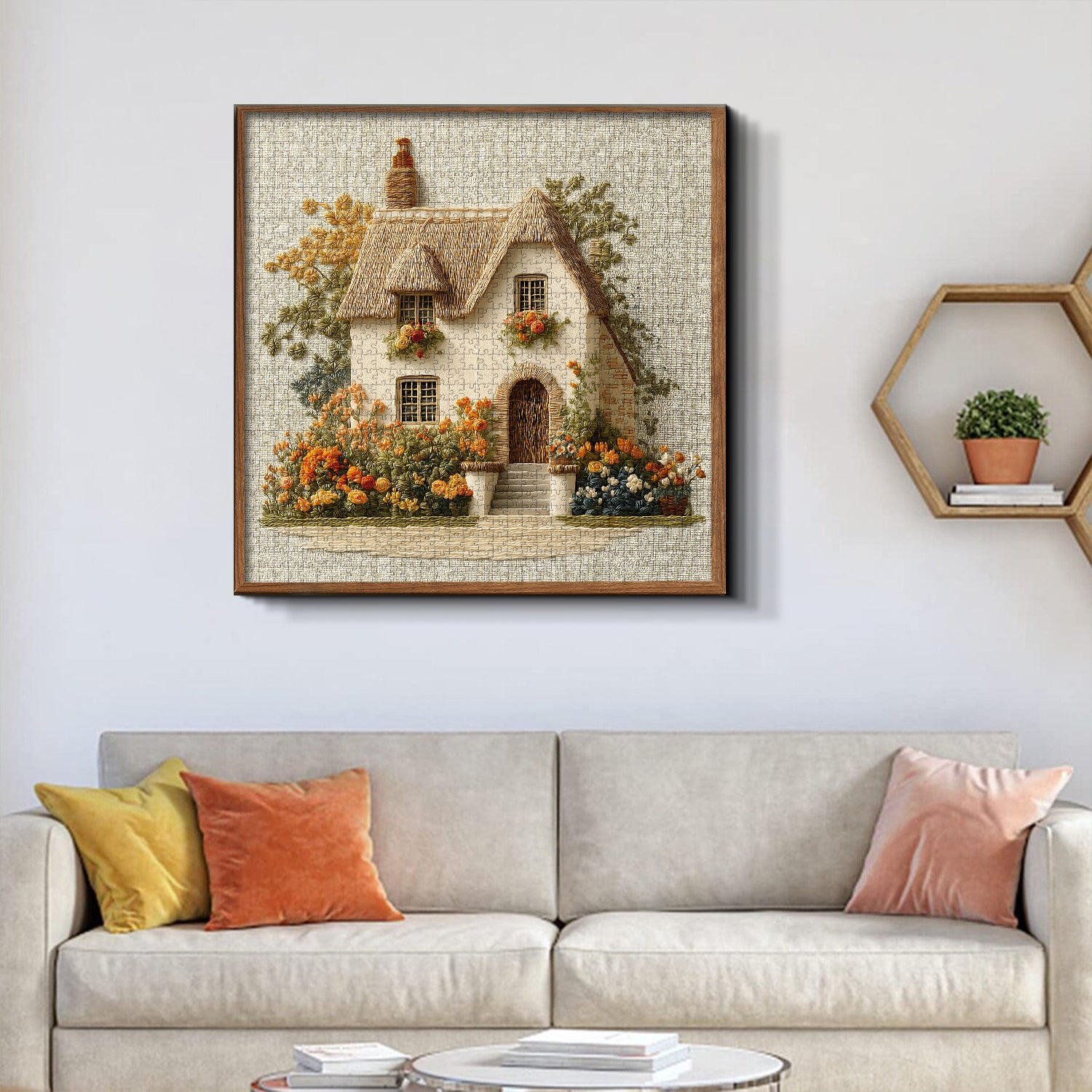 Embroidered Garden Cottage Jigsaw Puzzle 1000 Pieces