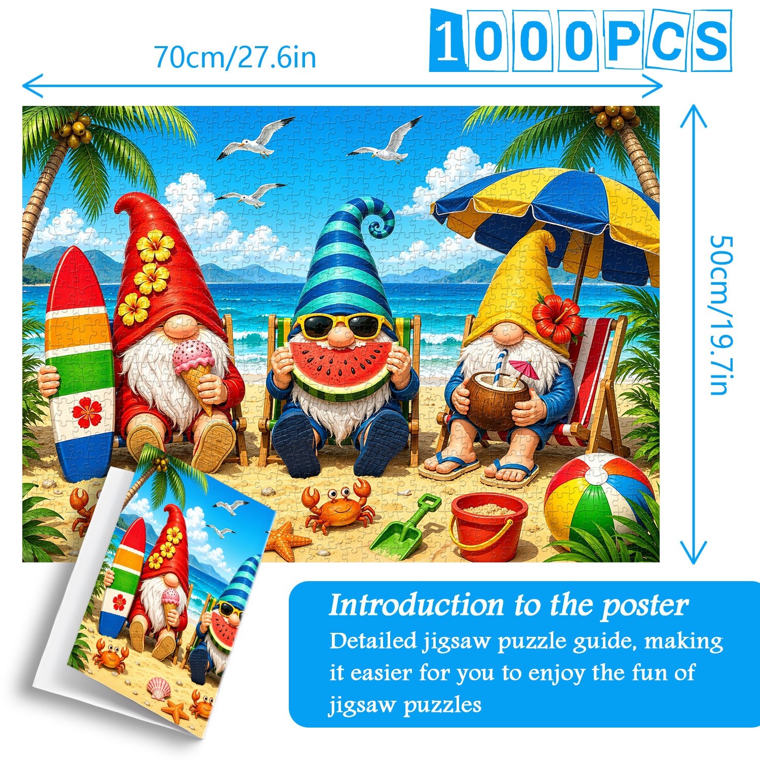 Summer Beach Gnomes Jigsaw Puzzle 1000 Pieces