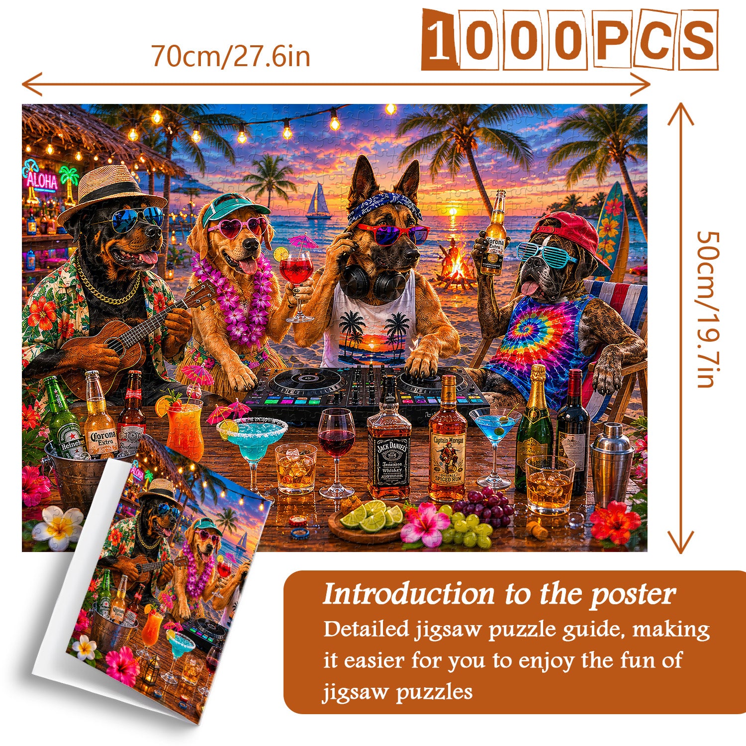 Tropische Hunde DJ Party Puzzle 1000 Teile
