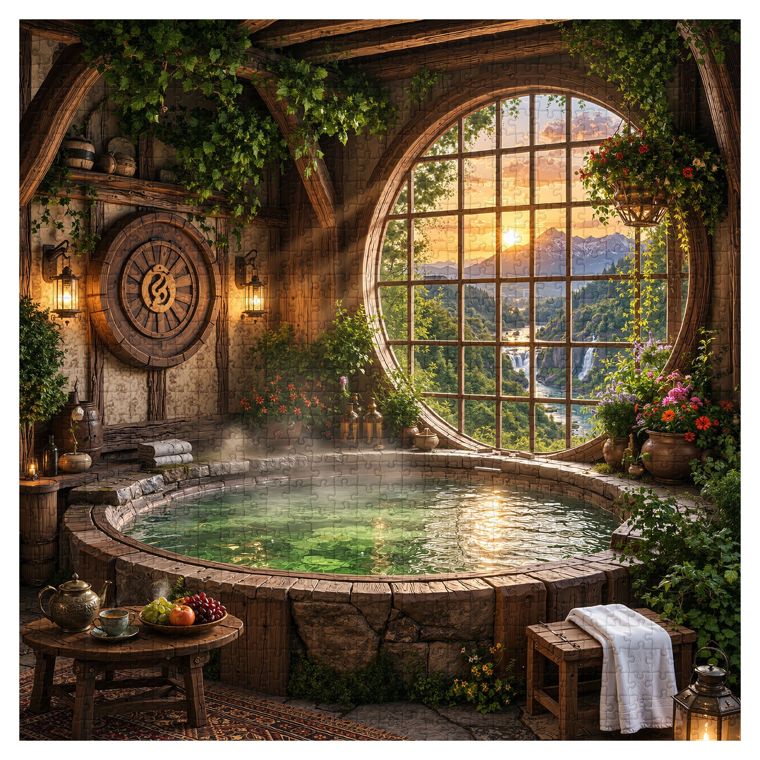 Sunset Spa Cottage Puzzle 1000 Teile