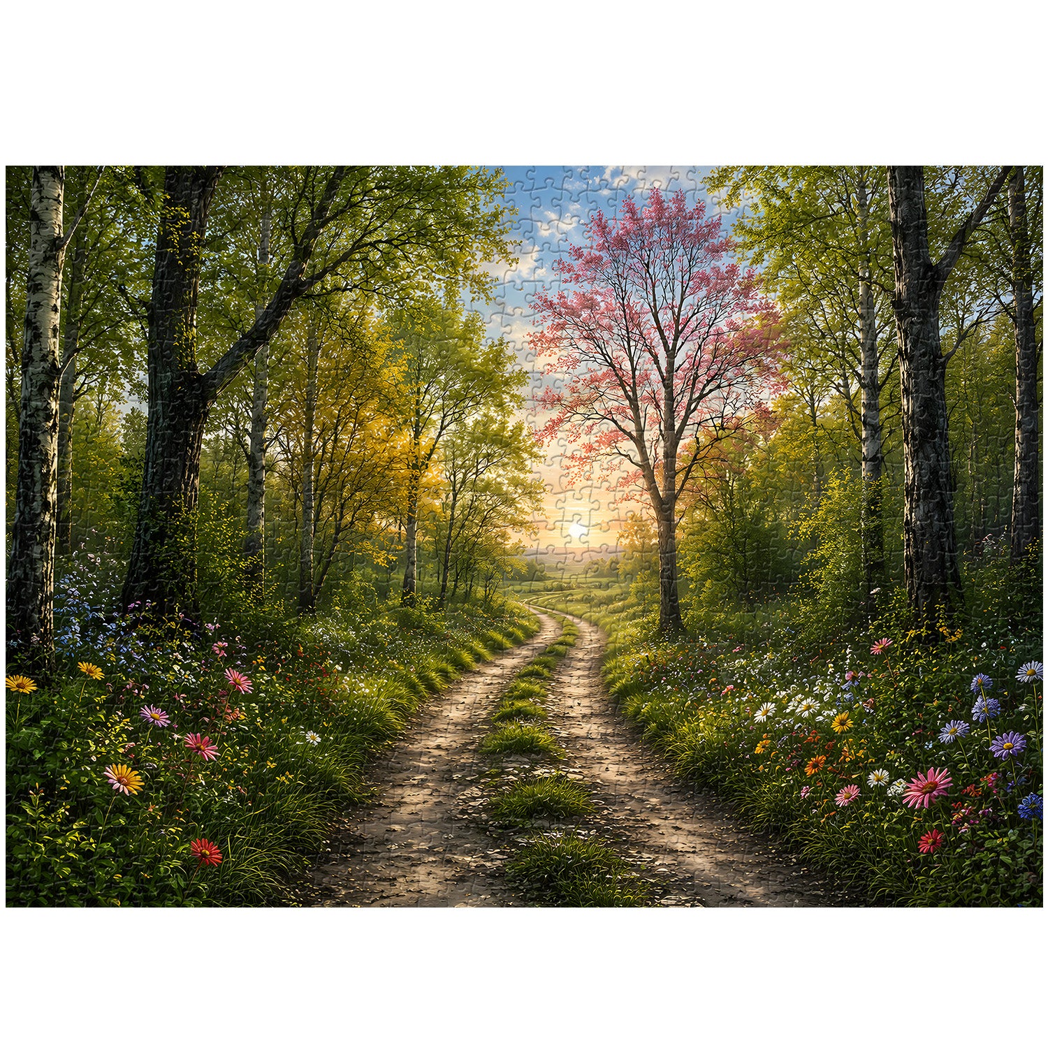 Sunlit Forest Path Jigsaw Puzzle 1000 Pieces