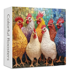 Colorful Roosters Jigsaw Puzzle 1000 Pieces