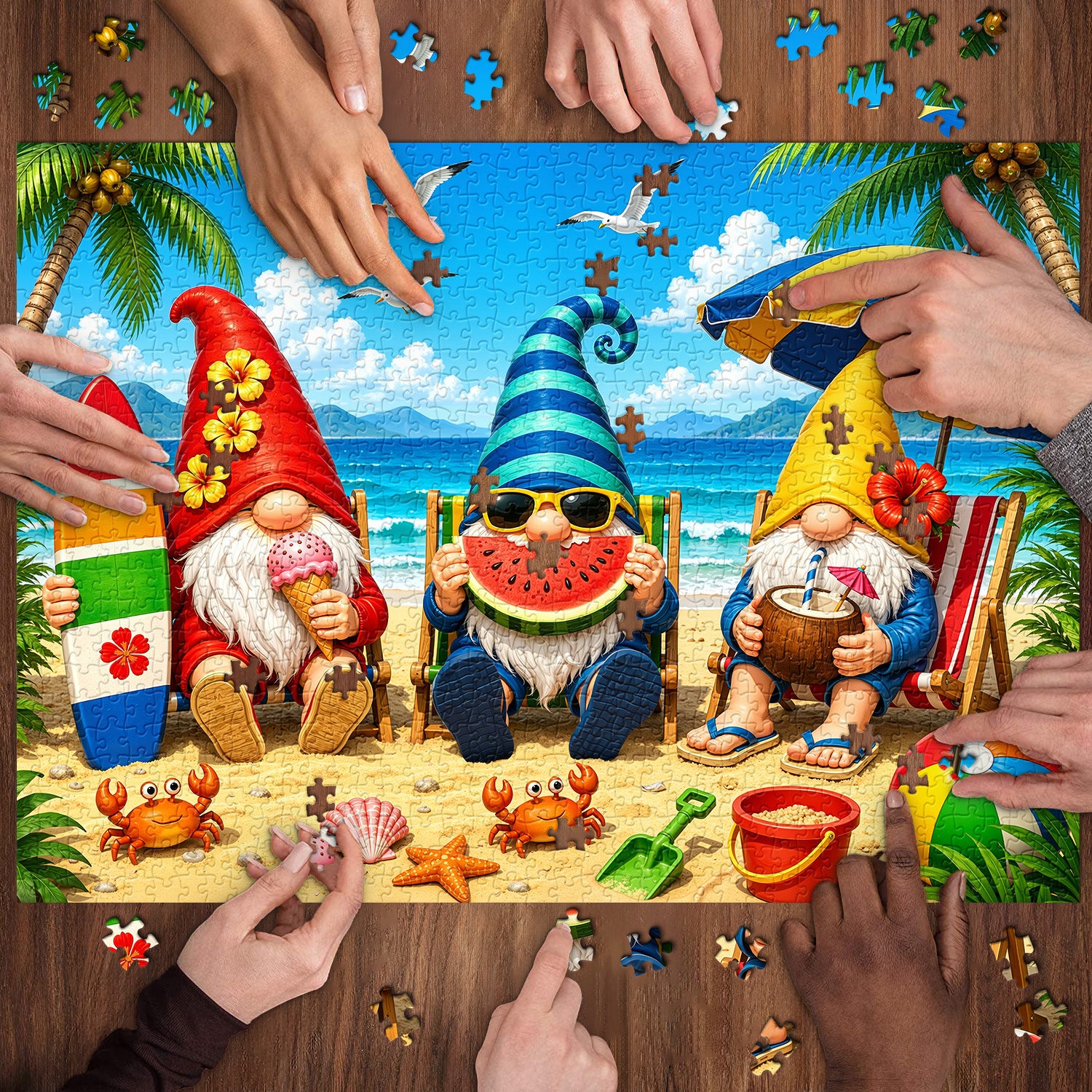 Summer Beach Gnomes Jigsaw Puzzle 1000 Pieces